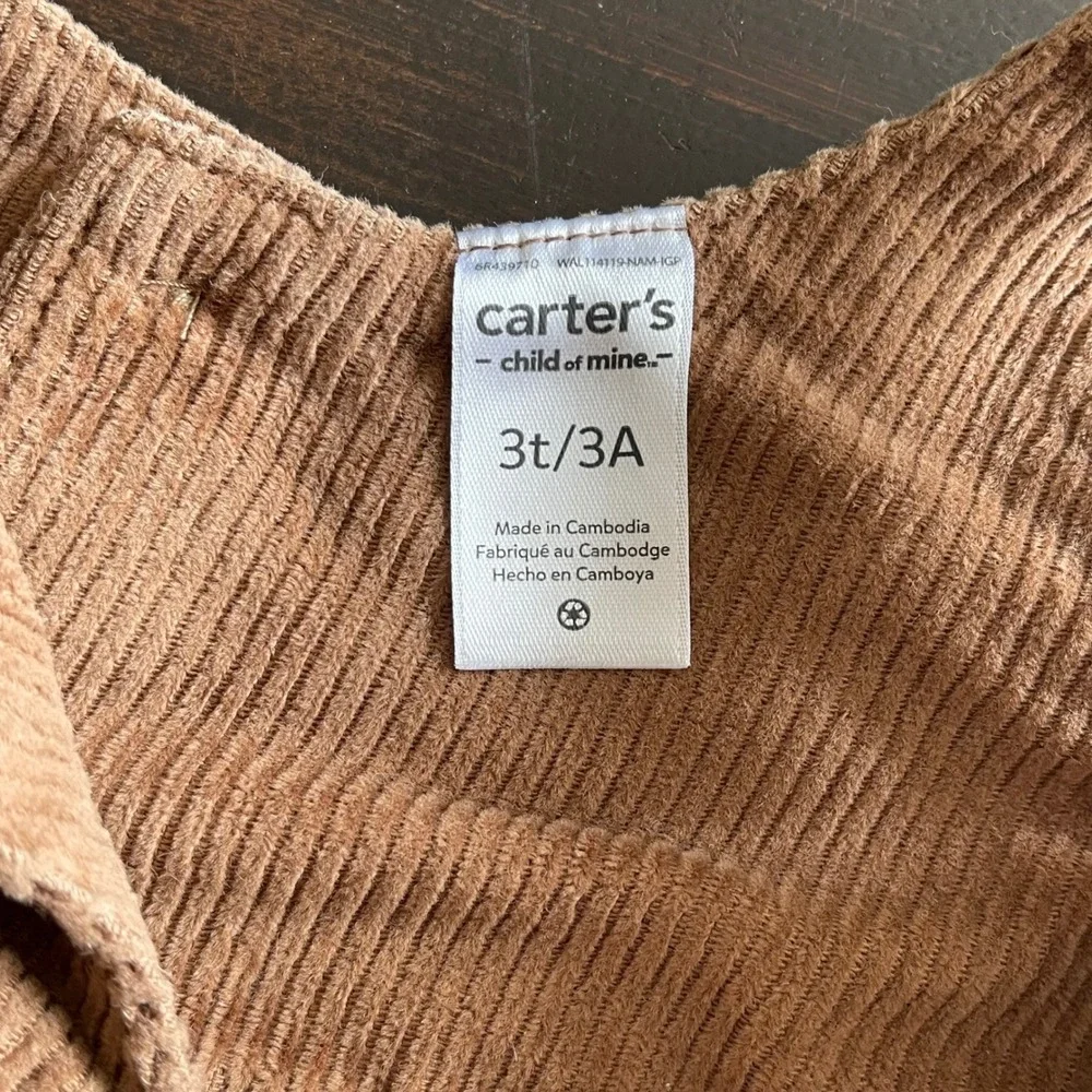Carters Child of Mine Tan Corduroy Pinafore‎ Dress Toddler Girls 3T 6R439710